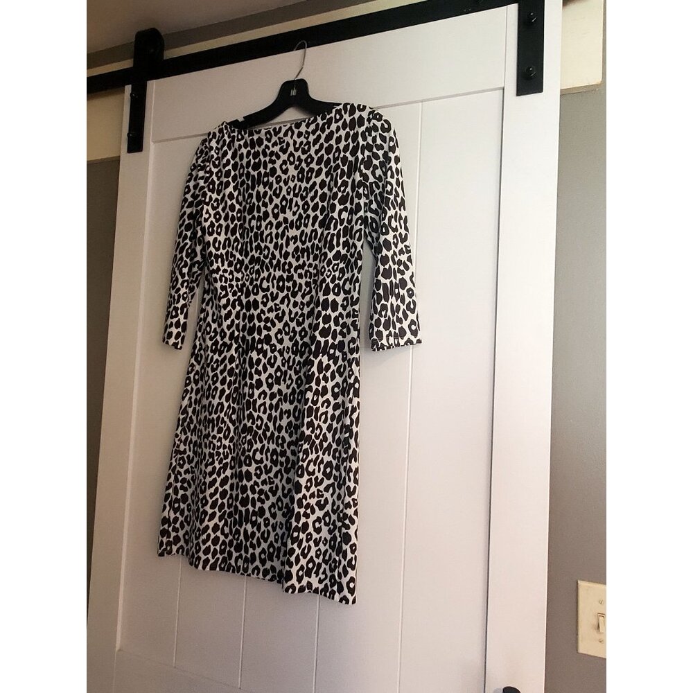 Jude Connally XS Leopard Print 3/4 Sleeve Dress Black & White